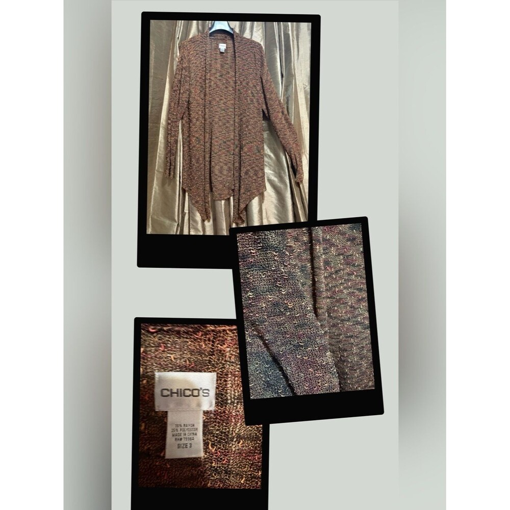 Chico's Marled Brown and Rust Open-Front Cardigan #1861